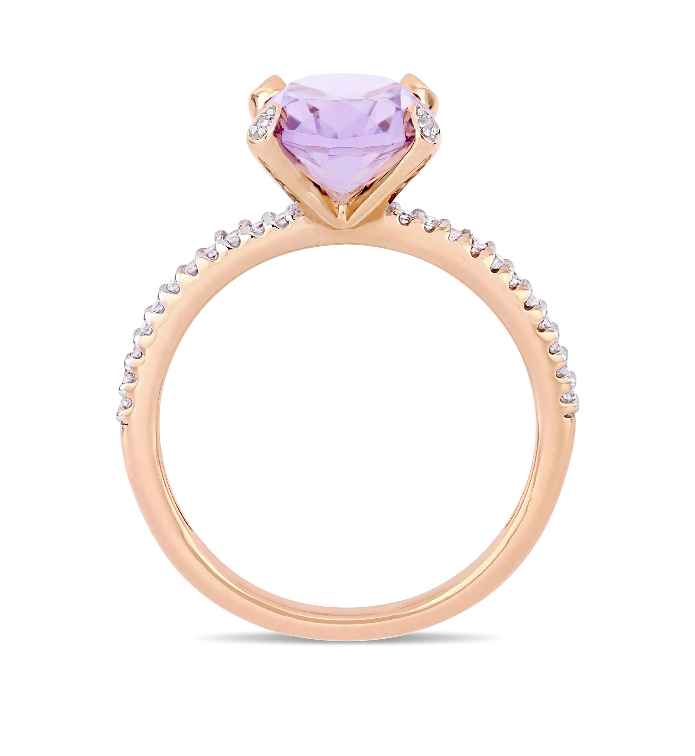 2.38 ct. t.w. Pink Amethyst and 1/10 ct. t.w. Diamond Oval Ring in 10k Rose Gold