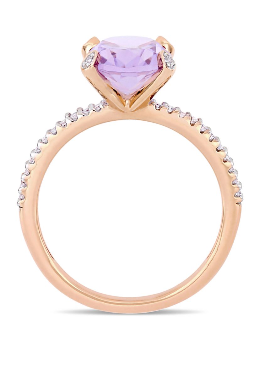2.38 ct. t.w. Pink Amethyst and 1/10 ct. t.w. Diamond Oval Ring in 10k Rose Gold