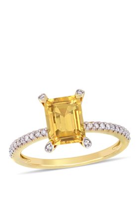 Belk & Co 1.5 Ct. T.w. Citrine And 1/10 Ct. T.w. Diamond Ring In 10K Yellow Gold