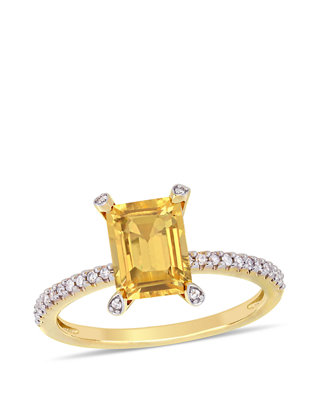 Belk & Co. 1.5 ct. t.w. Citrine and 1/10 ct. t.w. Diamond Ring in 10k  Yellow Gold