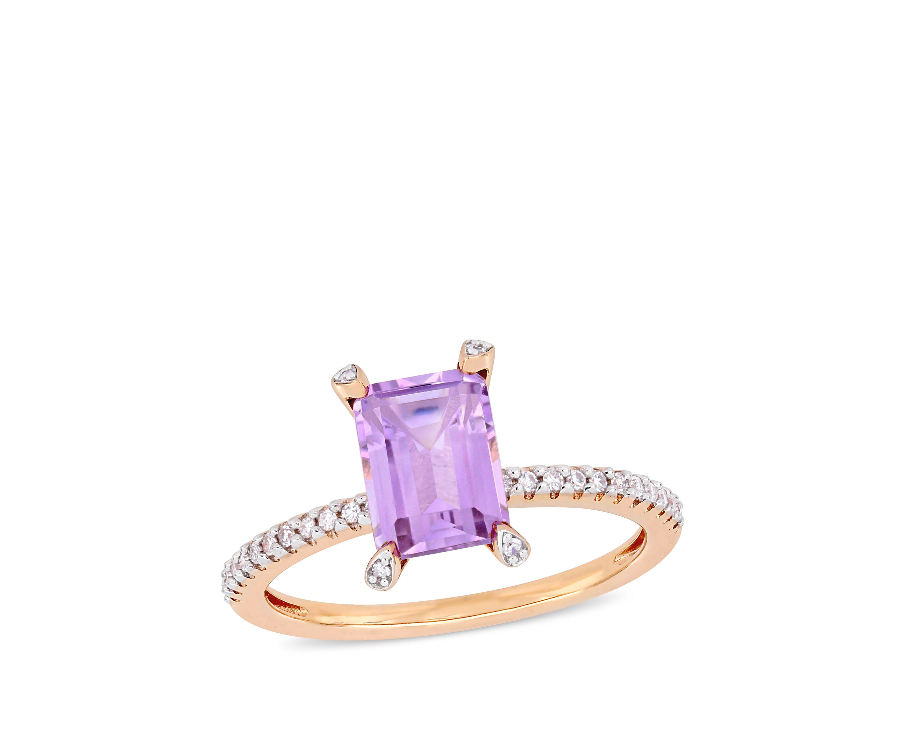 1.63 ct. t.w. Pink Amethyst and 1/10 ct. t.w. Diamond Ring in 10k Rose Gold