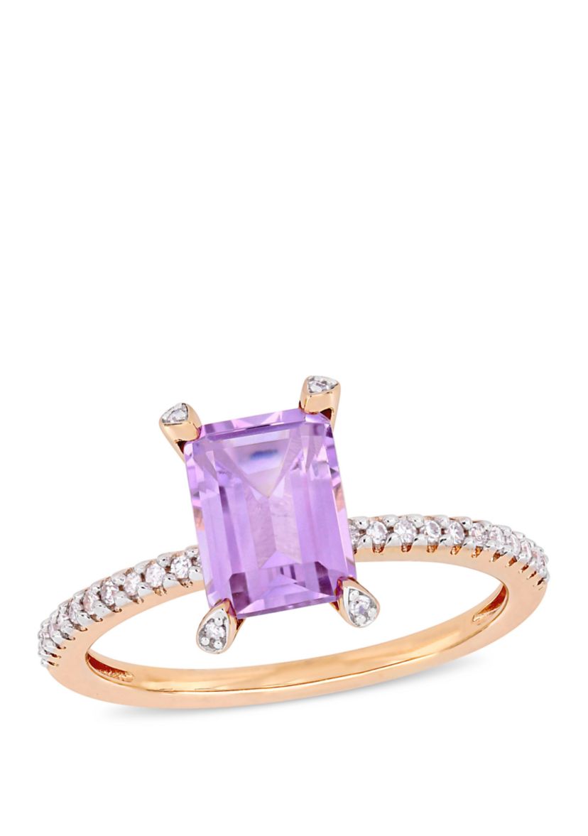 1.63 ct. t.w. Pink Amethyst and 1/10 ct. t.w. Diamond Ring in 10k Rose Gold