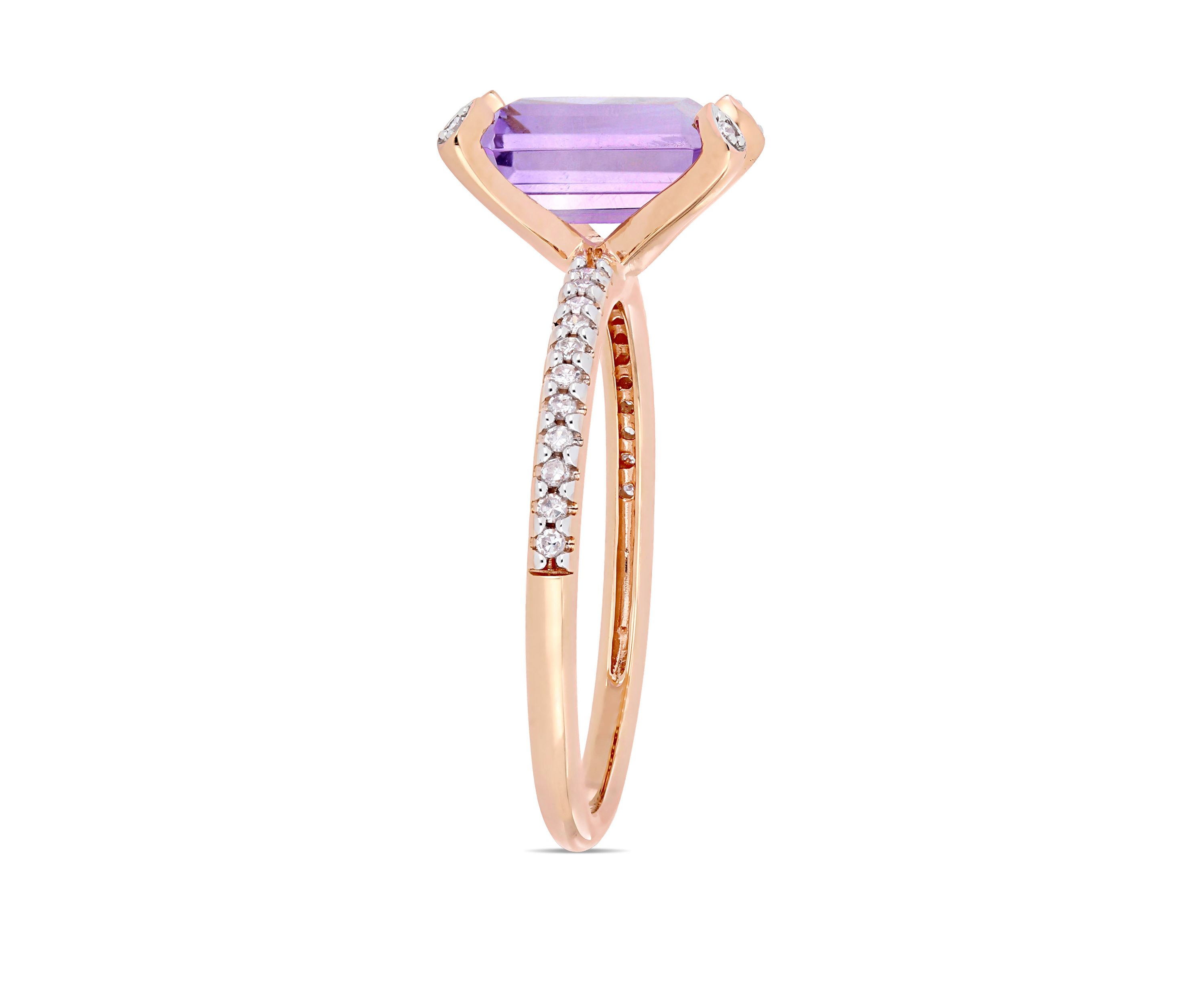 1.63 ct. t.w. Pink Amethyst and 1/10 ct. t.w. Diamond Ring in 10k Rose Gold