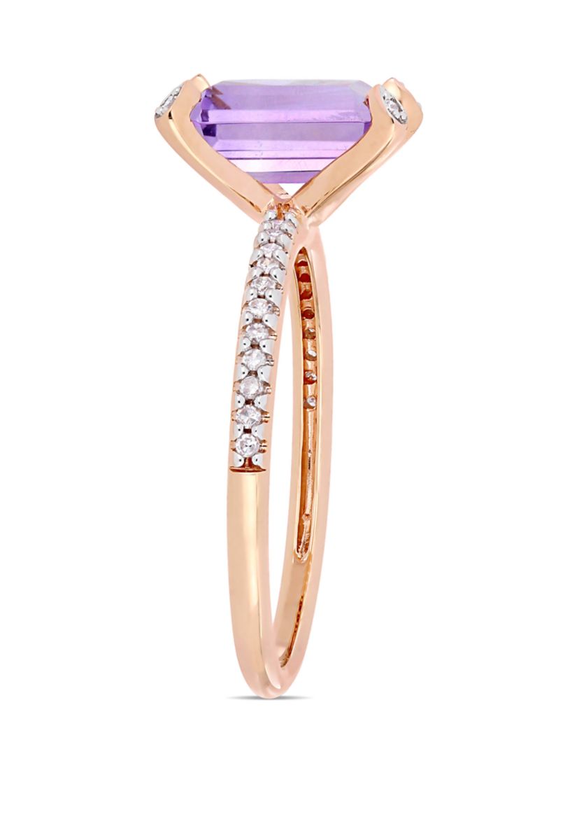 1.63 ct. t.w. Pink Amethyst and 1/10 ct. t.w. Diamond Ring in 10k Rose Gold