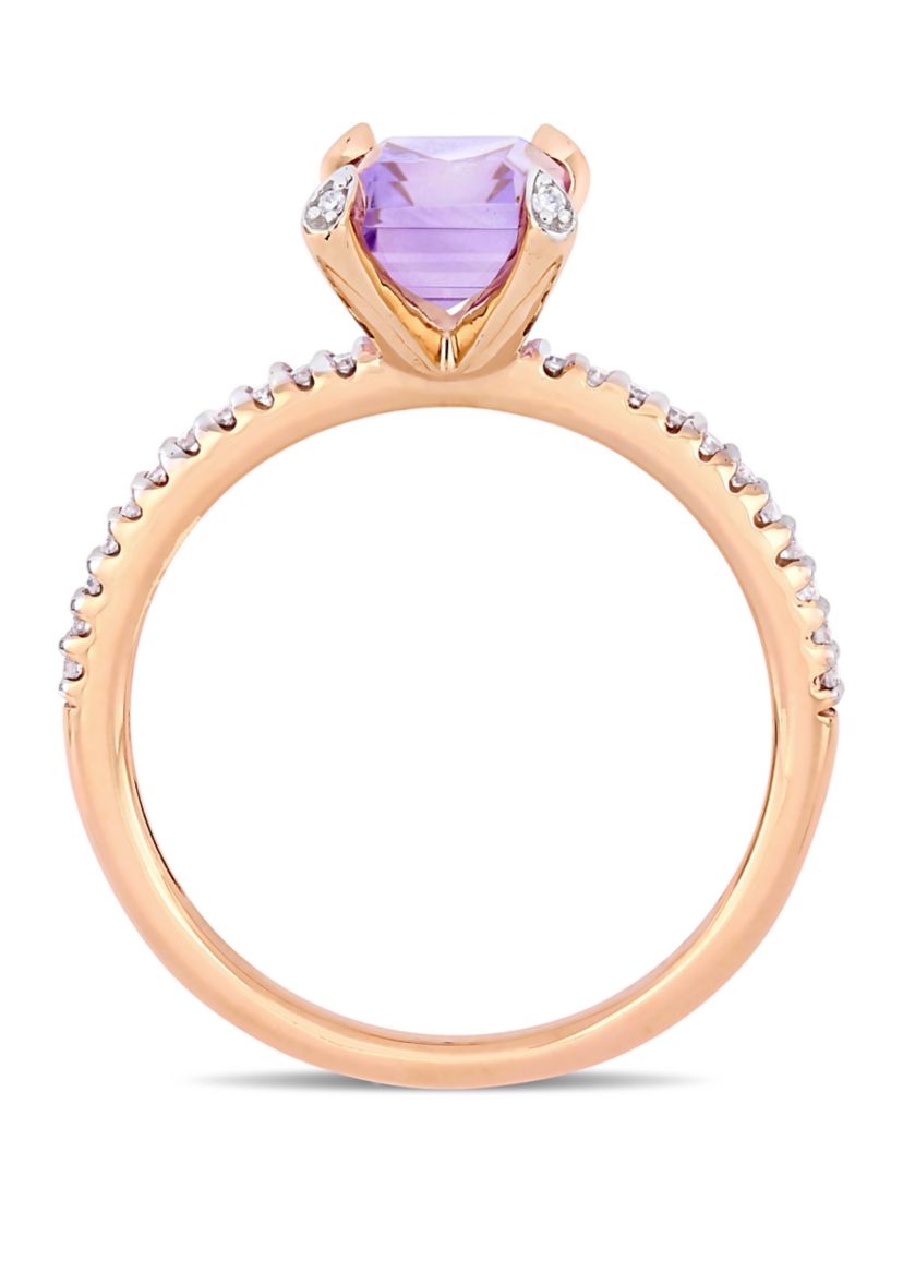 1.63 ct. t.w. Pink Amethyst and 1/10 ct. t.w. Diamond Ring in 10k Rose Gold