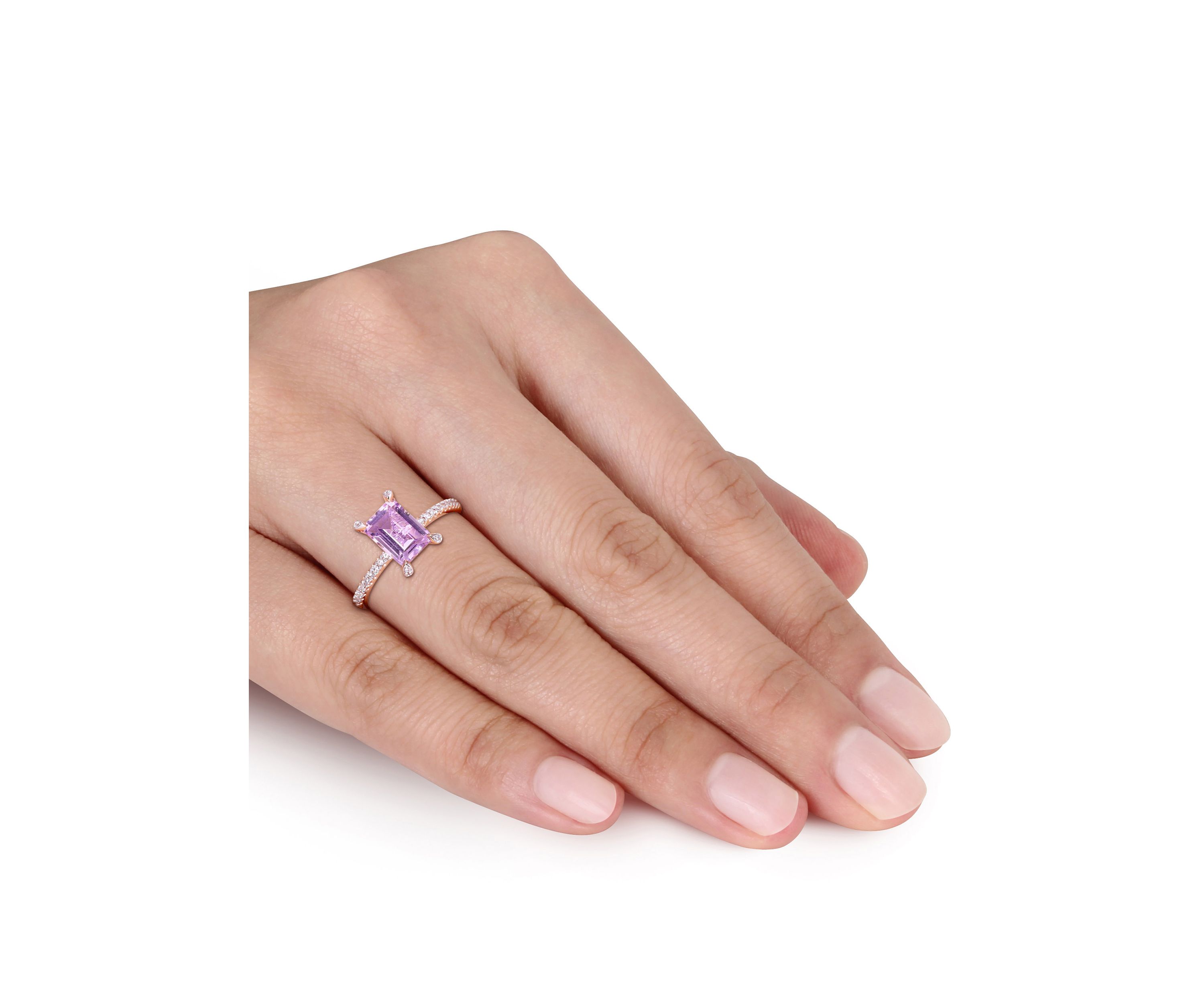 1.63 ct. t.w. Pink Amethyst and 1/10 ct. t.w. Diamond Ring in 10k Rose Gold