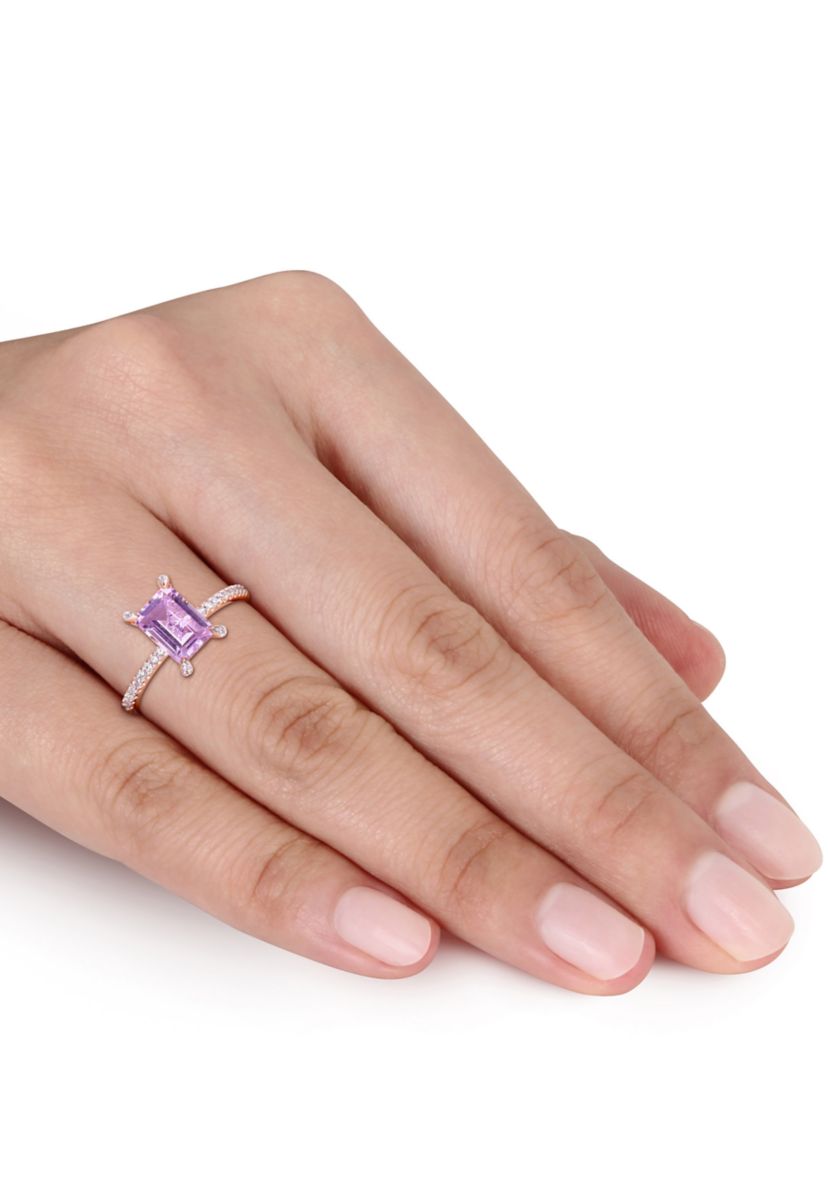 1.63 ct. t.w. Pink Amethyst and 1/10 ct. t.w. Diamond Ring in 10k Rose Gold