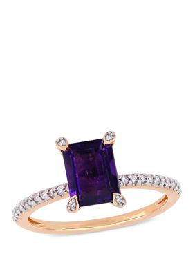 Belk & Co 1.5 Ct. T.w. Amethyst And 1/10 Ct. T.w. Diamond Ring In 10K Rose Gold