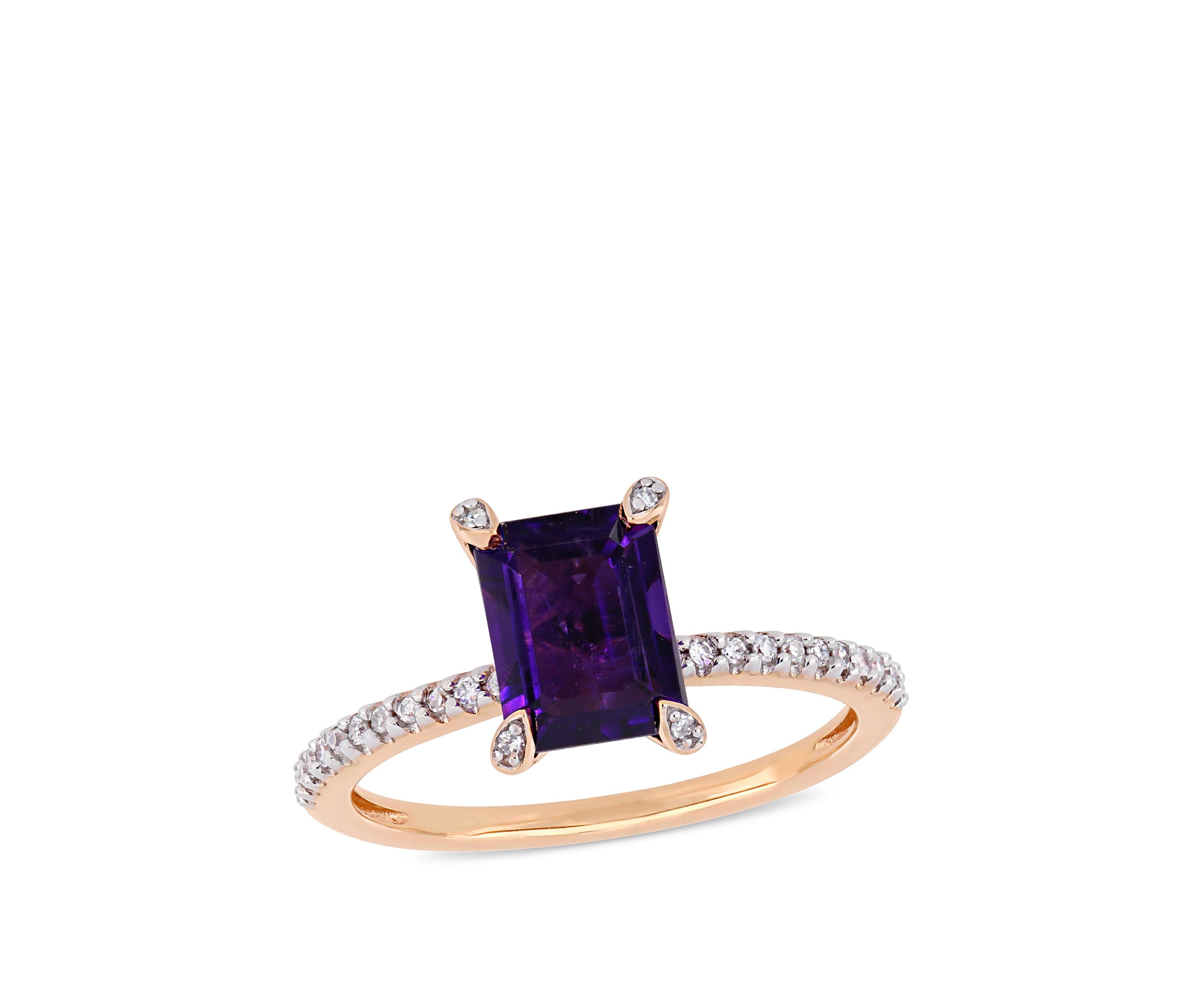 1.5 ct. t.w. Amethyst and 1/10 ct. t.w. Diamond Ring in 10k Rose Gold