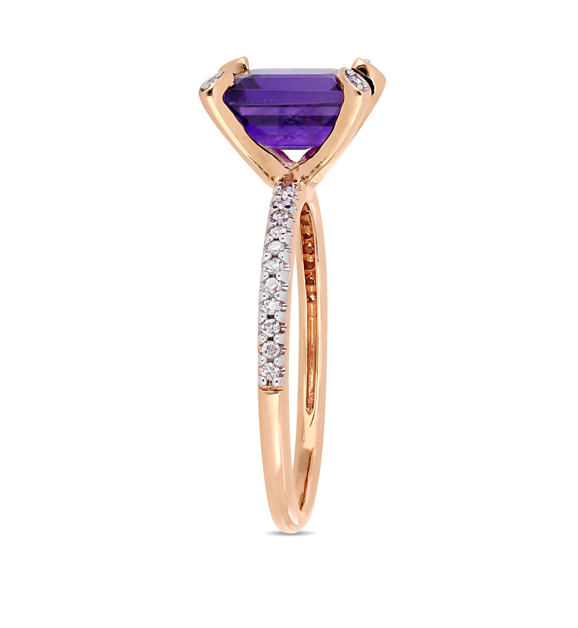 1.5 ct. t.w. Amethyst and 1/10 ct. t.w. Diamond Ring in 10k Rose Gold