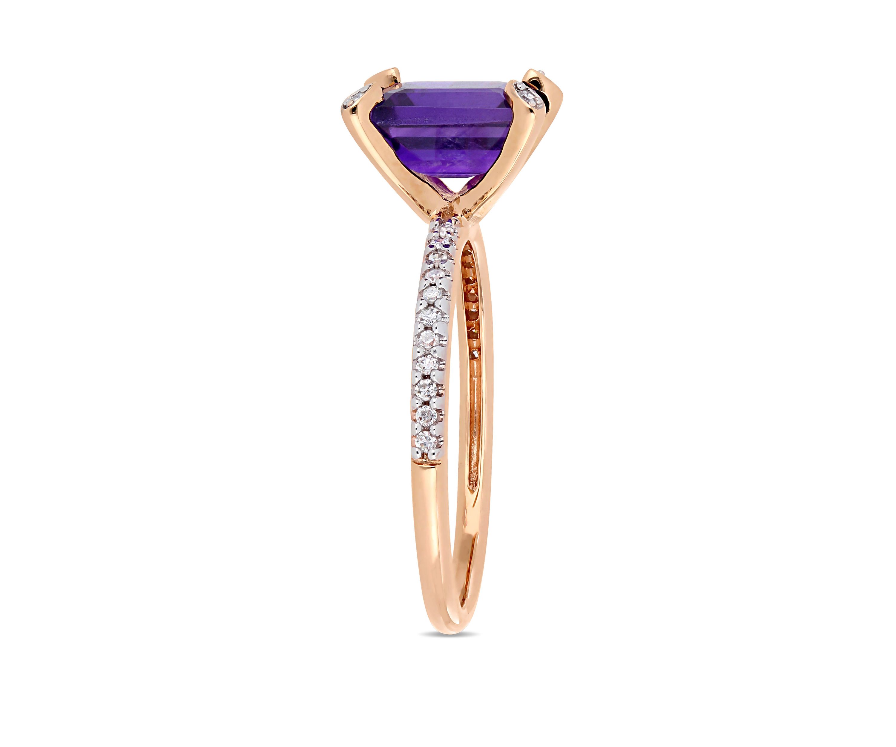 1.5 ct. t.w. Amethyst and 1/10 ct. t.w. Diamond Ring in 10k Rose Gold