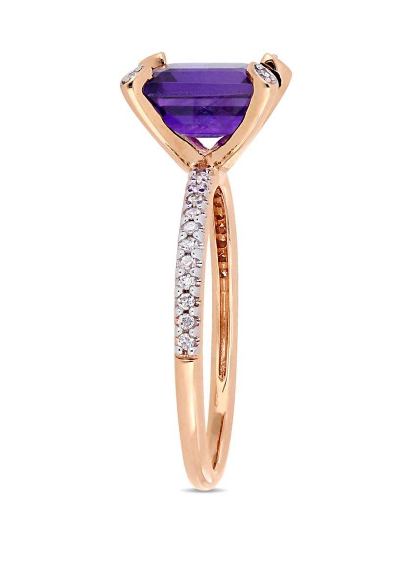 1.5 ct. t.w. Amethyst and 1/10 ct. t.w. Diamond Ring in 10k Rose Gold