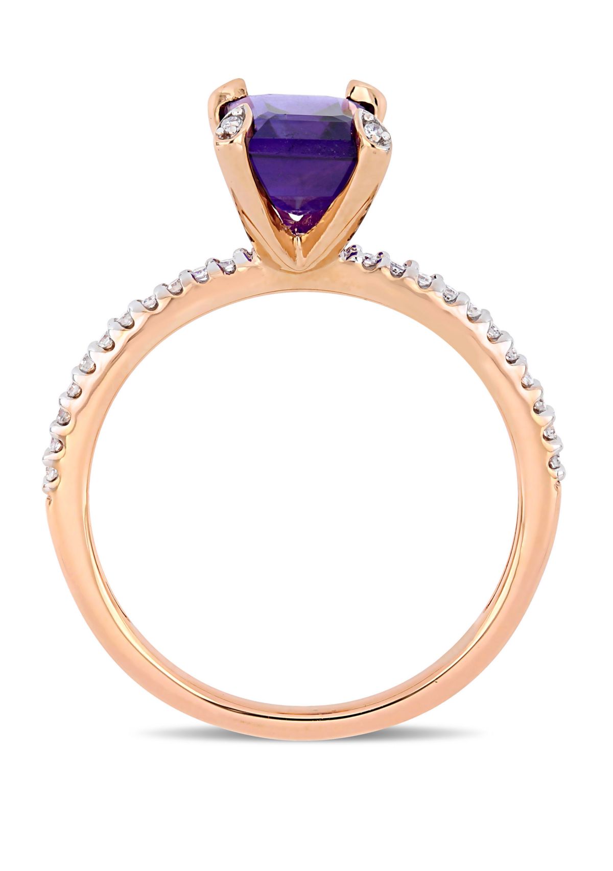 1.5 ct. t.w. Amethyst and 1/10 ct. t.w. Diamond Ring in 10k Rose Gold