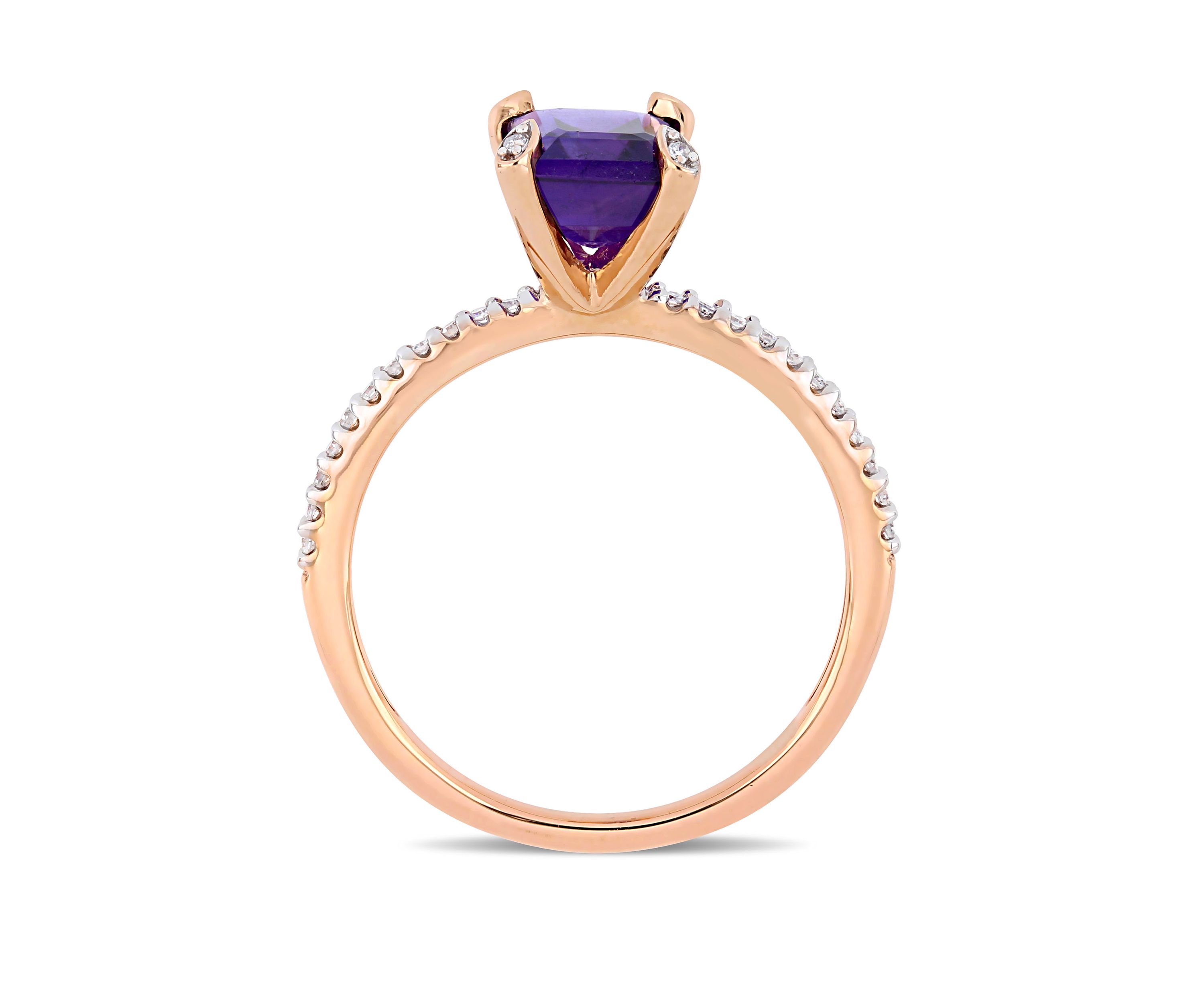 1.5 ct. t.w. Amethyst and 1/10 ct. t.w. Diamond Ring in 10k Rose Gold
