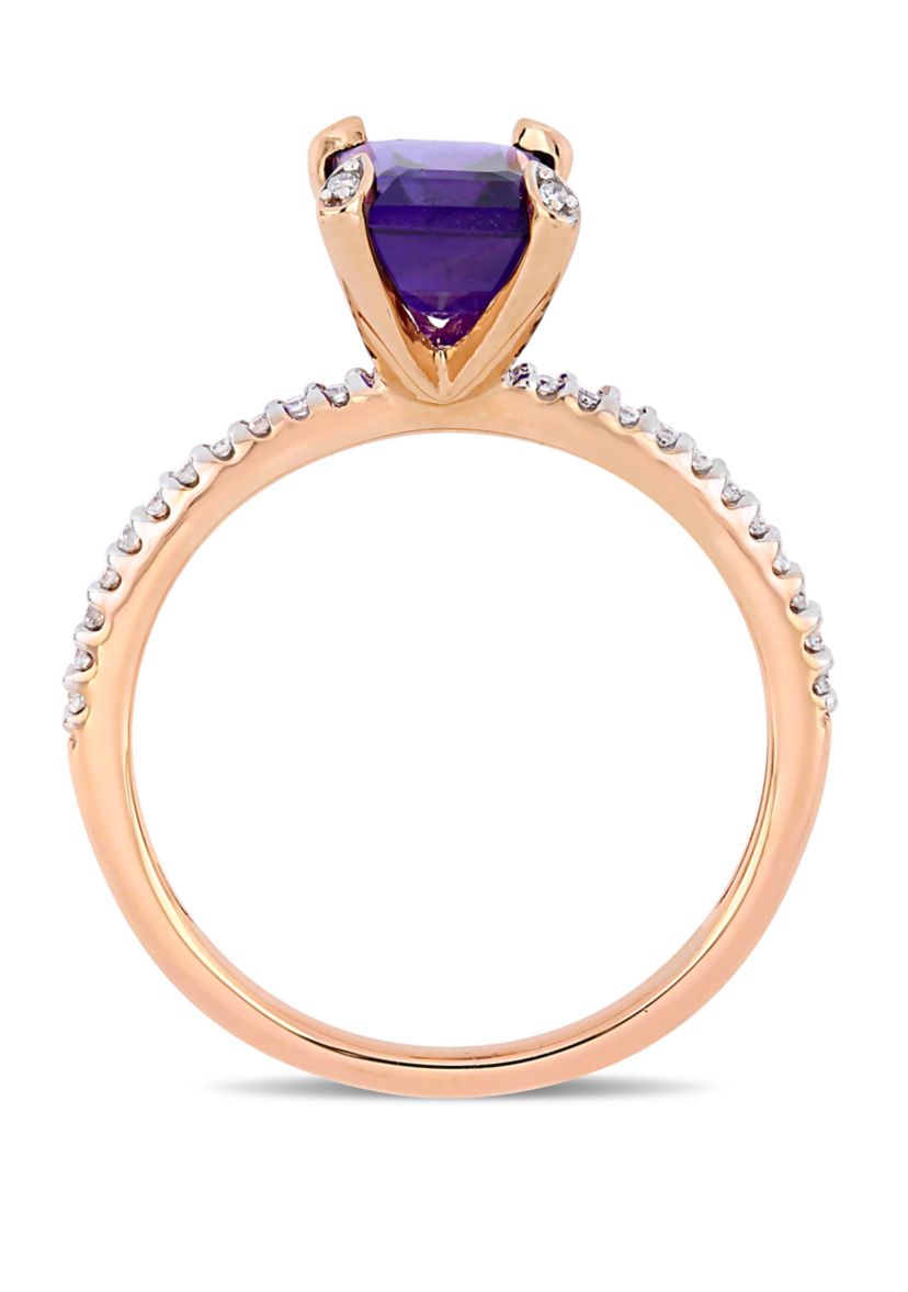 1.5 ct. t.w. Amethyst and 1/10 ct. t.w. Diamond Ring in 10k Rose Gold