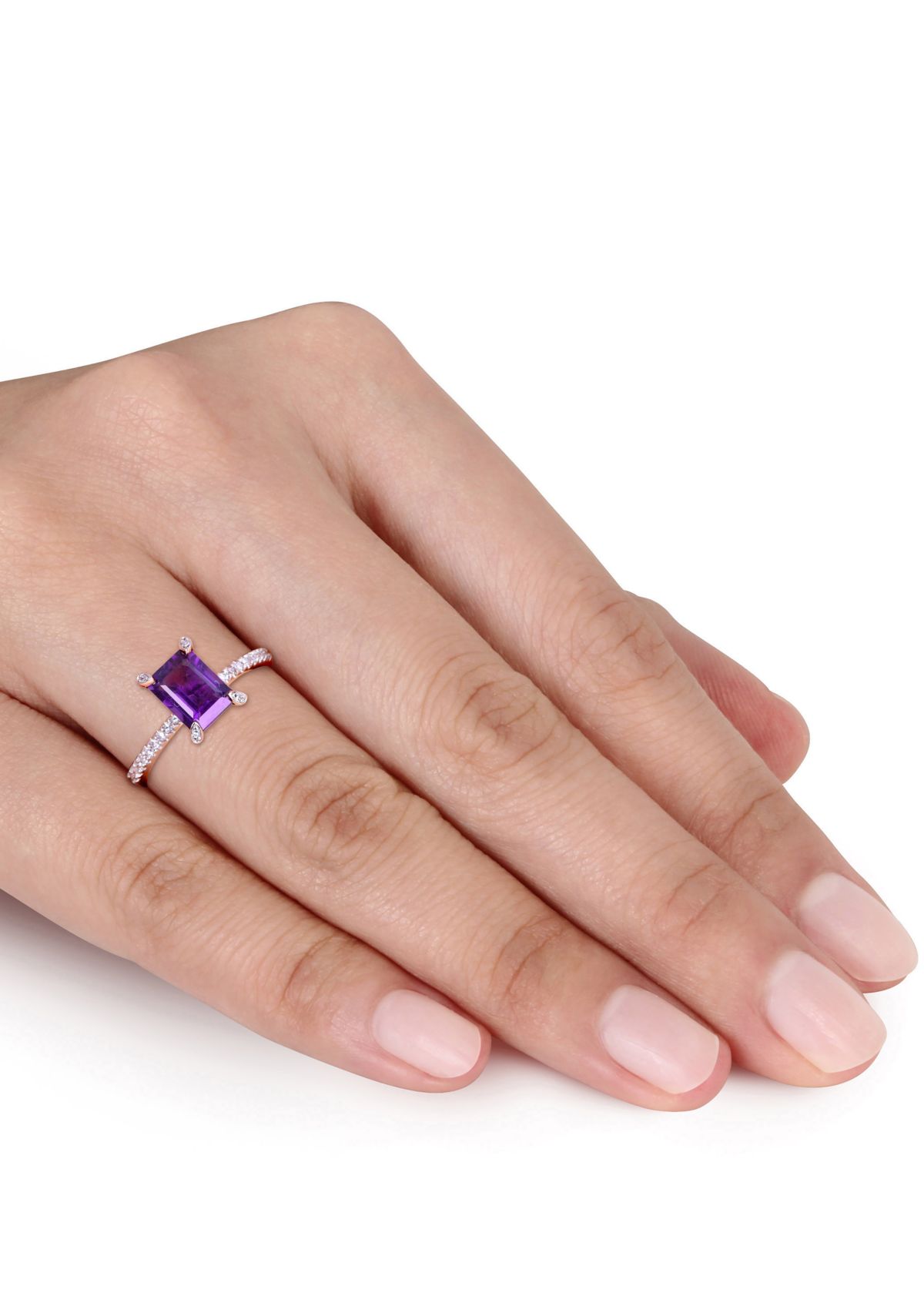 1.5 ct. t.w. Amethyst and 1/10 ct. t.w. Diamond Ring in 10k Rose Gold