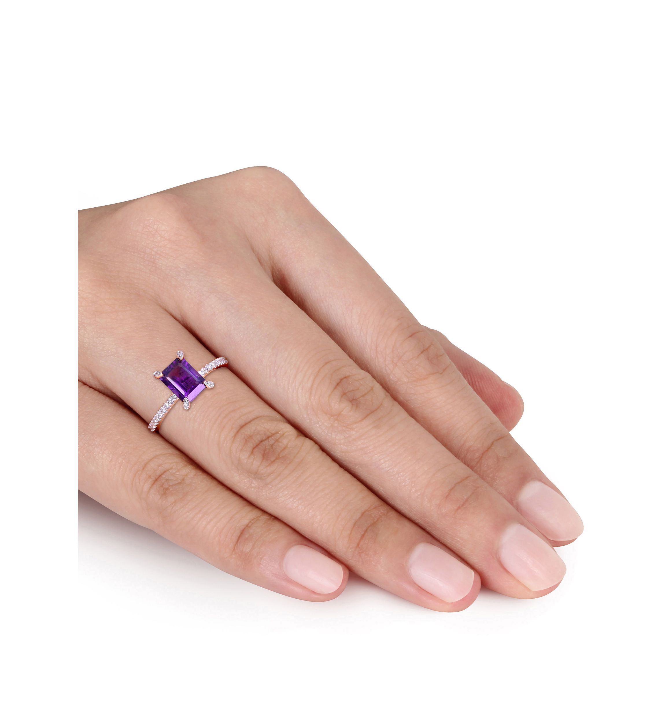 1.5 ct. t.w. Amethyst and 1/10 ct. t.w. Diamond Ring in 10k Rose Gold