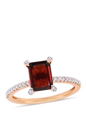 Belk & Co 2.13 ct. t.w. Garnet and 1/10 ct. t.w. Diamond Ring in 10K Rose Gold, 6