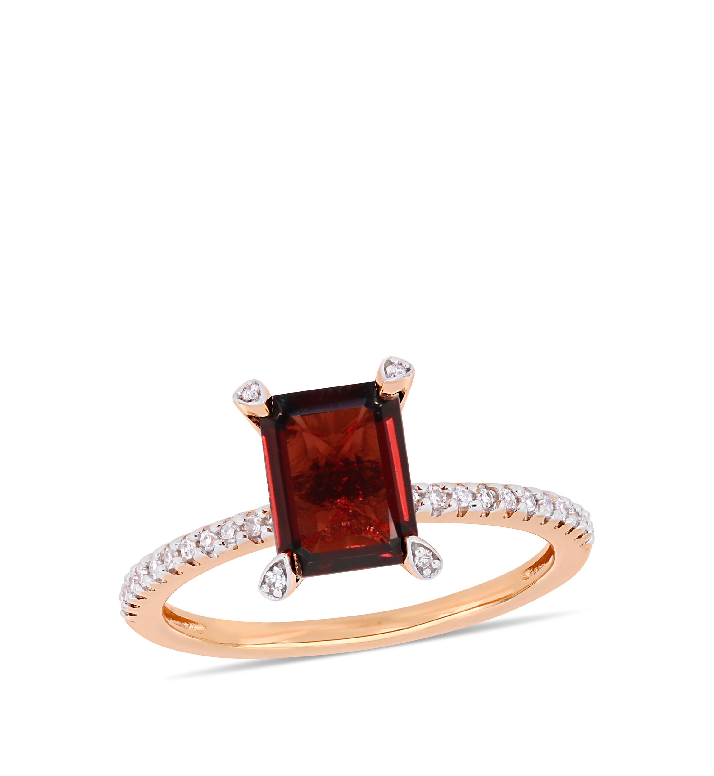 2.13 ct. t.w. Garnet and 1/10 ct. t.w. Diamond Ring in 10K Rose Gold