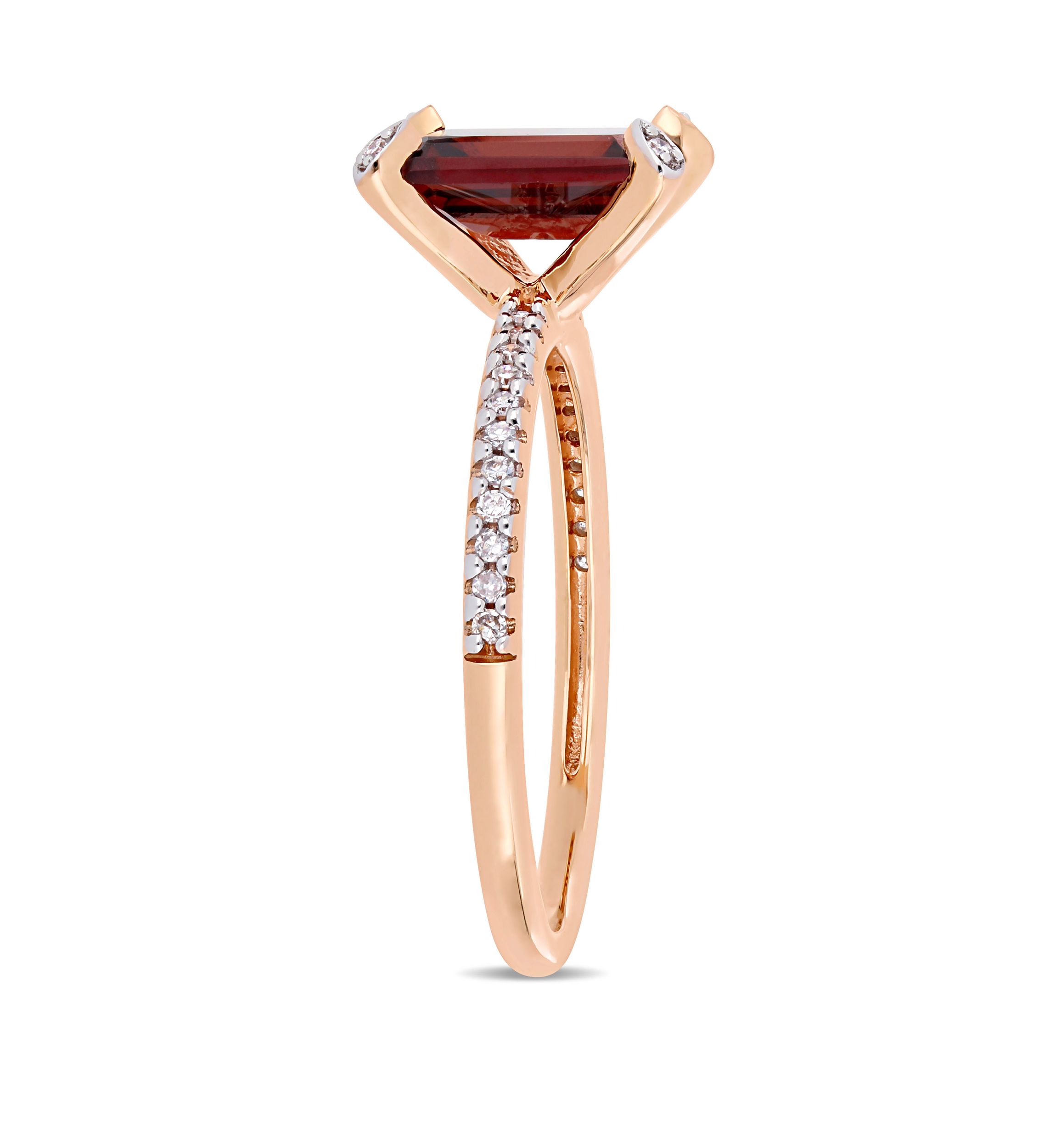 2.13 ct. t.w. Garnet and 1/10 ct. t.w. Diamond Ring in 10K Rose Gold
