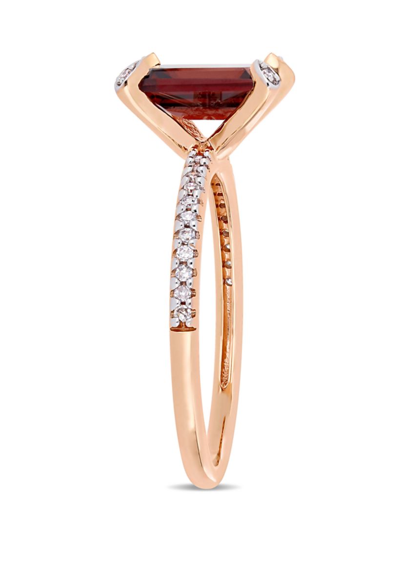 2.13 ct. t.w. Garnet and 1/10 ct. t.w. Diamond Ring in 10K Rose Gold