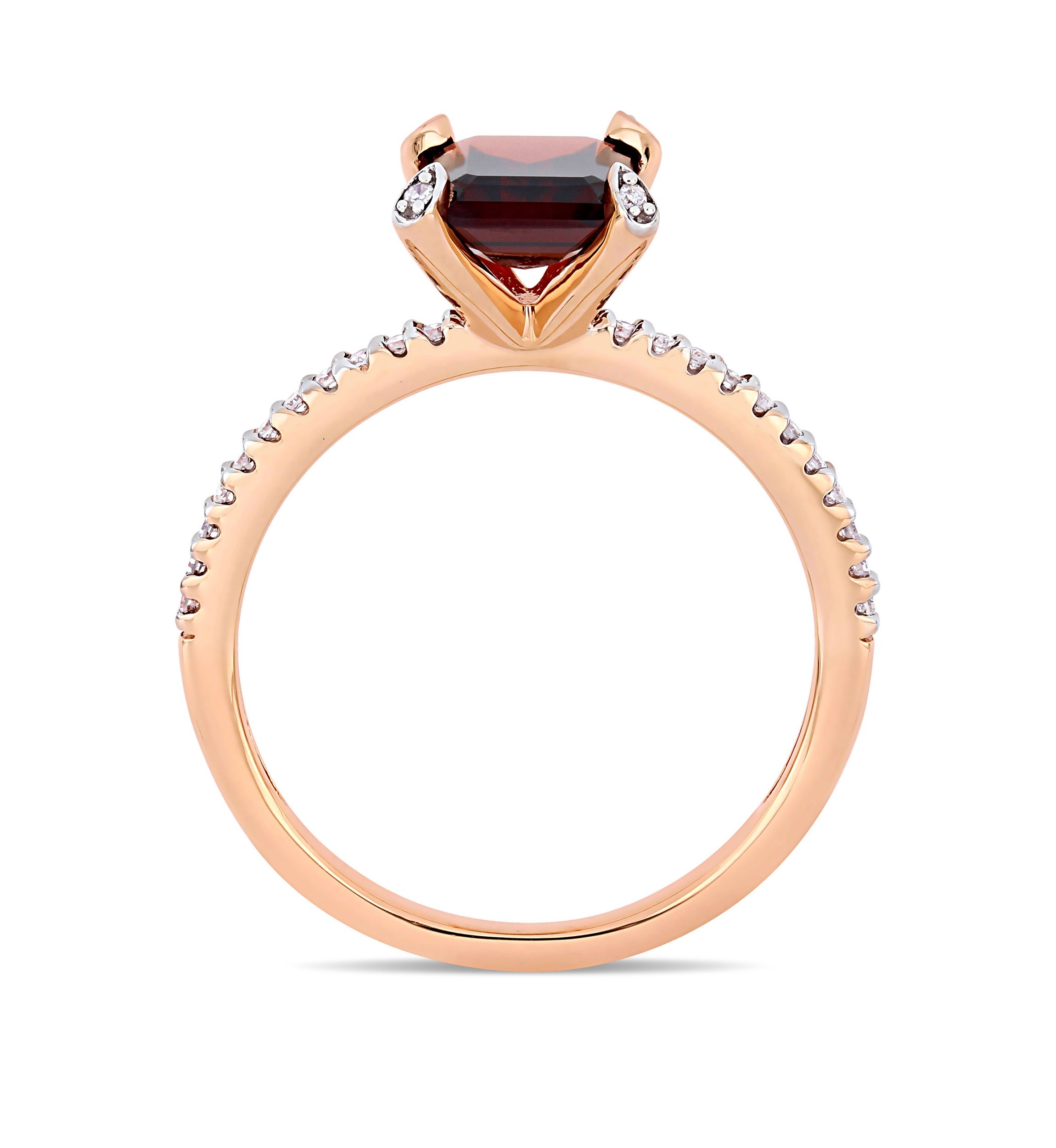 2.13 ct. t.w. Garnet and 1/10 ct. t.w. Diamond Ring in 10K Rose Gold