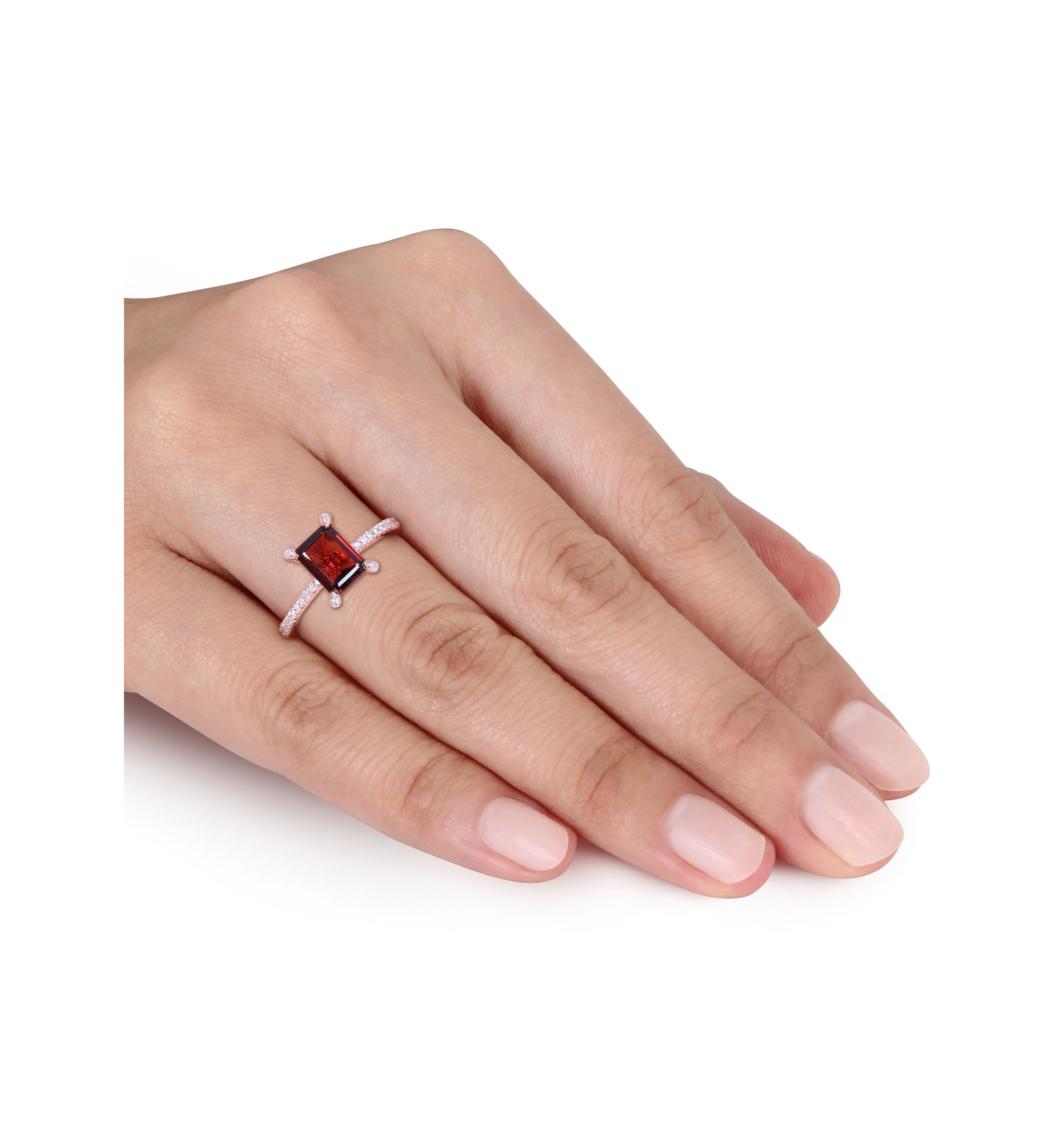 2.13 ct. t.w. Garnet and 1/10 ct. t.w. Diamond Ring in 10K Rose Gold