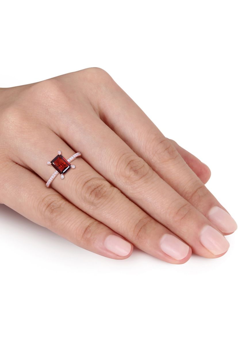 2.13 ct. t.w. Garnet and 1/10 ct. t.w. Diamond Ring in 10K Rose Gold