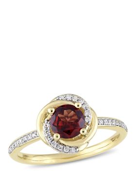 Belk & Co 1 ct. t.w. Garnet and 1/6 ct. t.w. Diamond Swirl Ring in 10K Yellow Gold