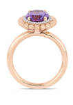 2.20 ct. t.w. Amethyst and 1/10 ct. t.w. Diamond Oval Halo Ring in 14K Rose Gold