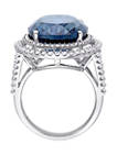 22 ct. t.w. London Blue Topaz and 7/8 ct. t.w. Diamond Double Halo Ring in 14K White Gold