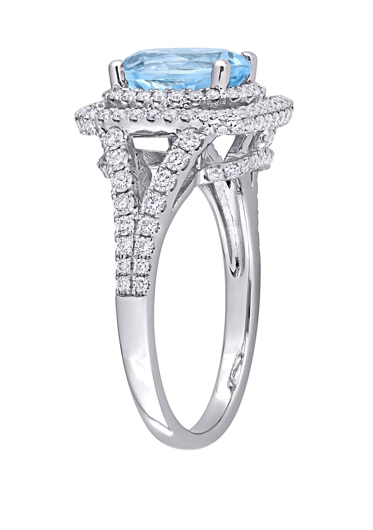 Belk & Co. 2.5 ct. t.w. Blue Topaz and 4/5 ct. t.w. Diamond Double Halo ...