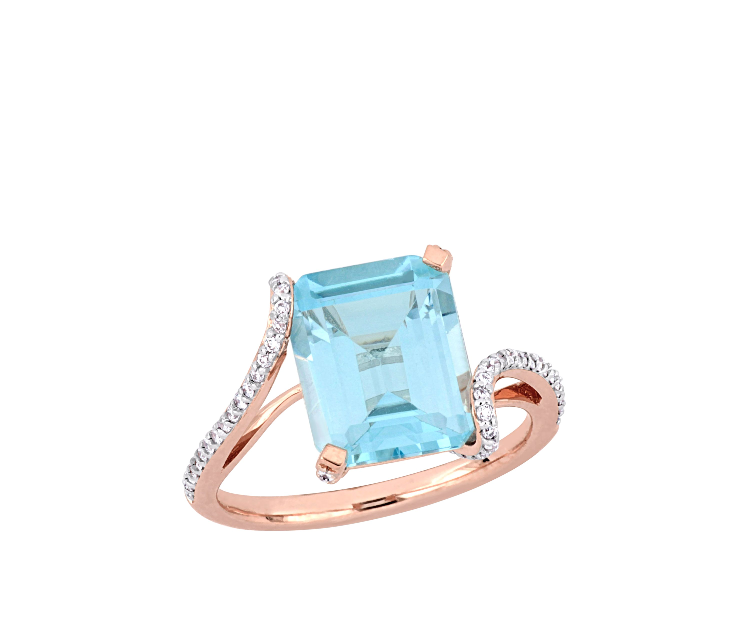 5.6 ct. t.w. Blue Topaz and 1/4 ct. t.w. Diamond Cocktail Ring in 14K Rose Gold
