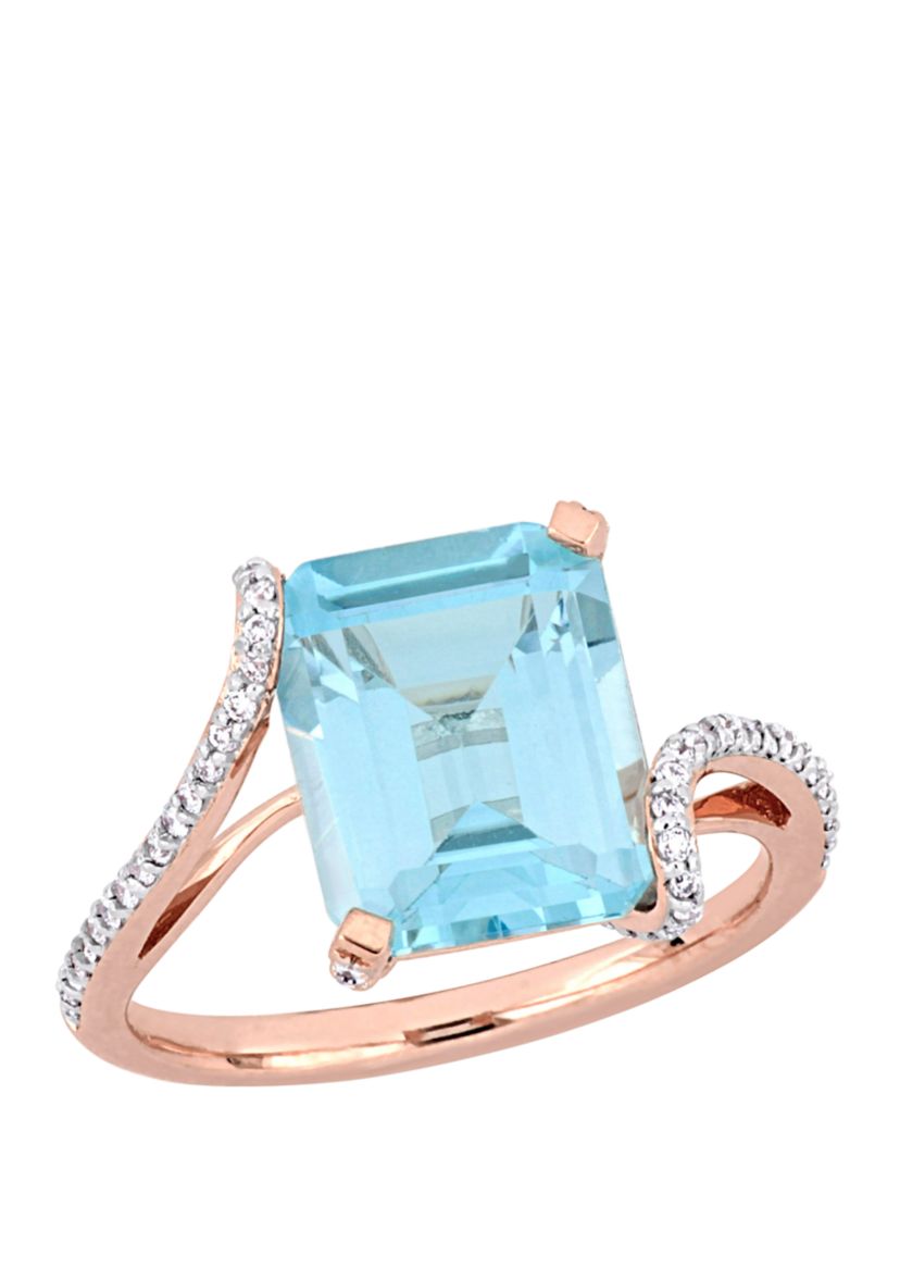 5.6 ct. t.w. Blue Topaz and 1/4 ct. t.w. Diamond Cocktail Ring in 14K Rose Gold