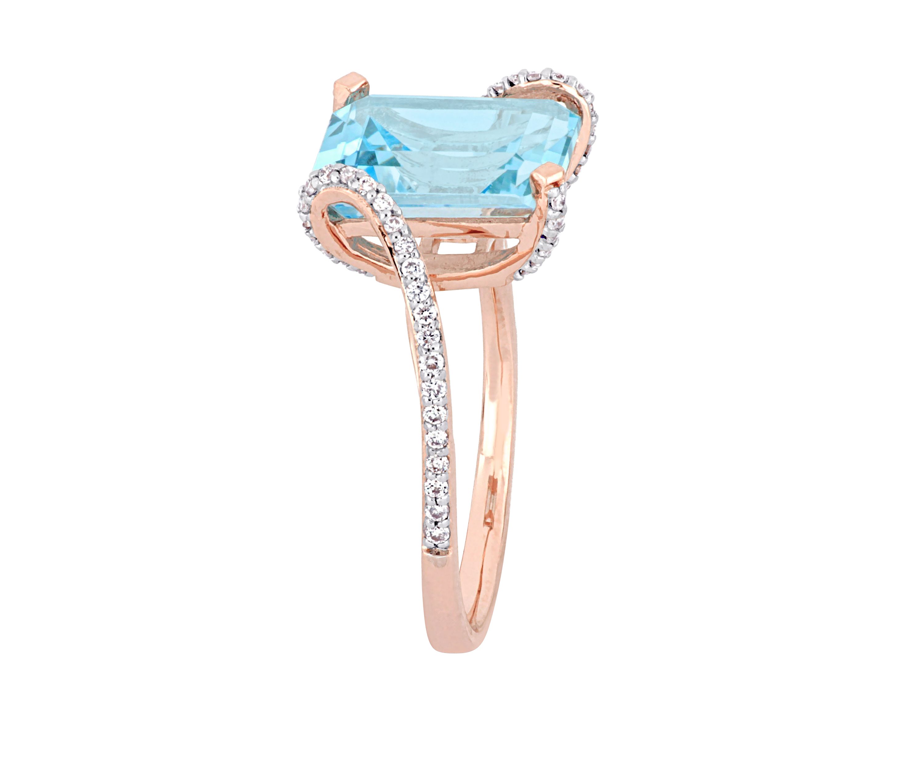 5.6 ct. t.w. Blue Topaz and 1/4 ct. t.w. Diamond Cocktail Ring in 14K Rose Gold