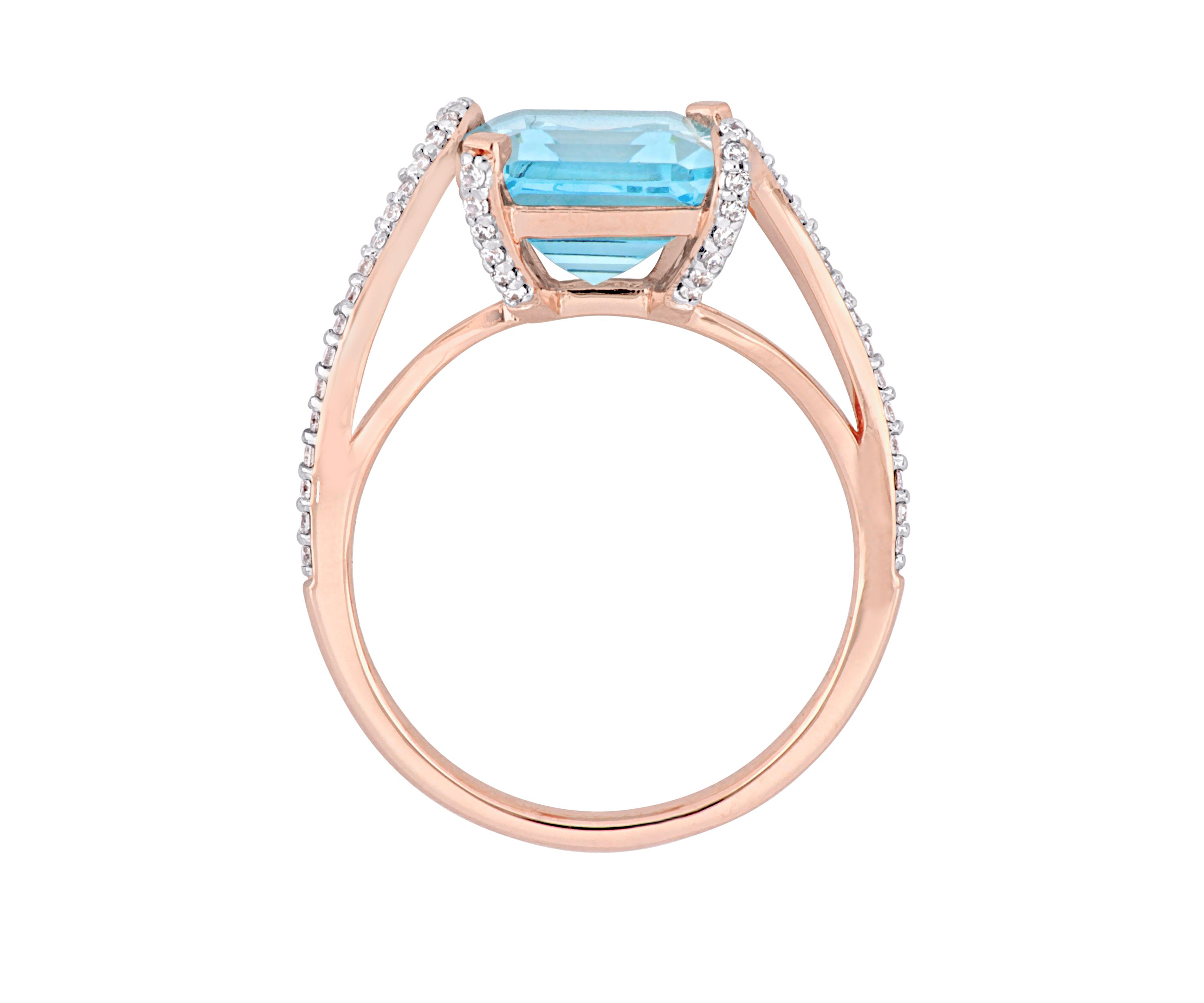 5.6 ct. t.w. Blue Topaz and 1/4 ct. t.w. Diamond Cocktail Ring in 14K Rose Gold