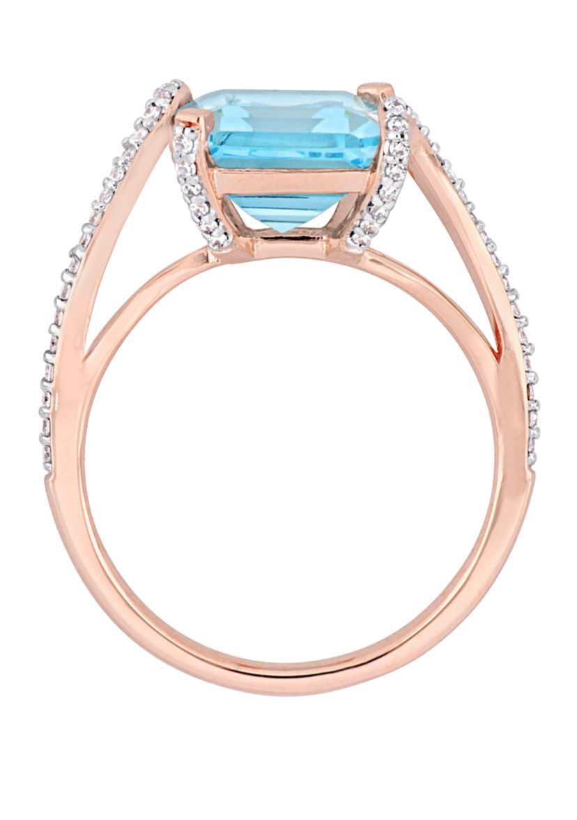 5.6 ct. t.w. Blue Topaz and 1/4 ct. t.w. Diamond Cocktail Ring in 14K Rose Gold