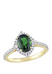 1.5 ct. t.w. Chrome Diopside, 1/5 ct. t.w. White Sapphire, and 1/4 ct. t.w. Diamond Vintage Ring in 14K Yellow Gold