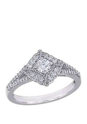 Belk & Co 1/2 Ct. T.w. Diamond Vintage Engagement Ring In 14K White Gold