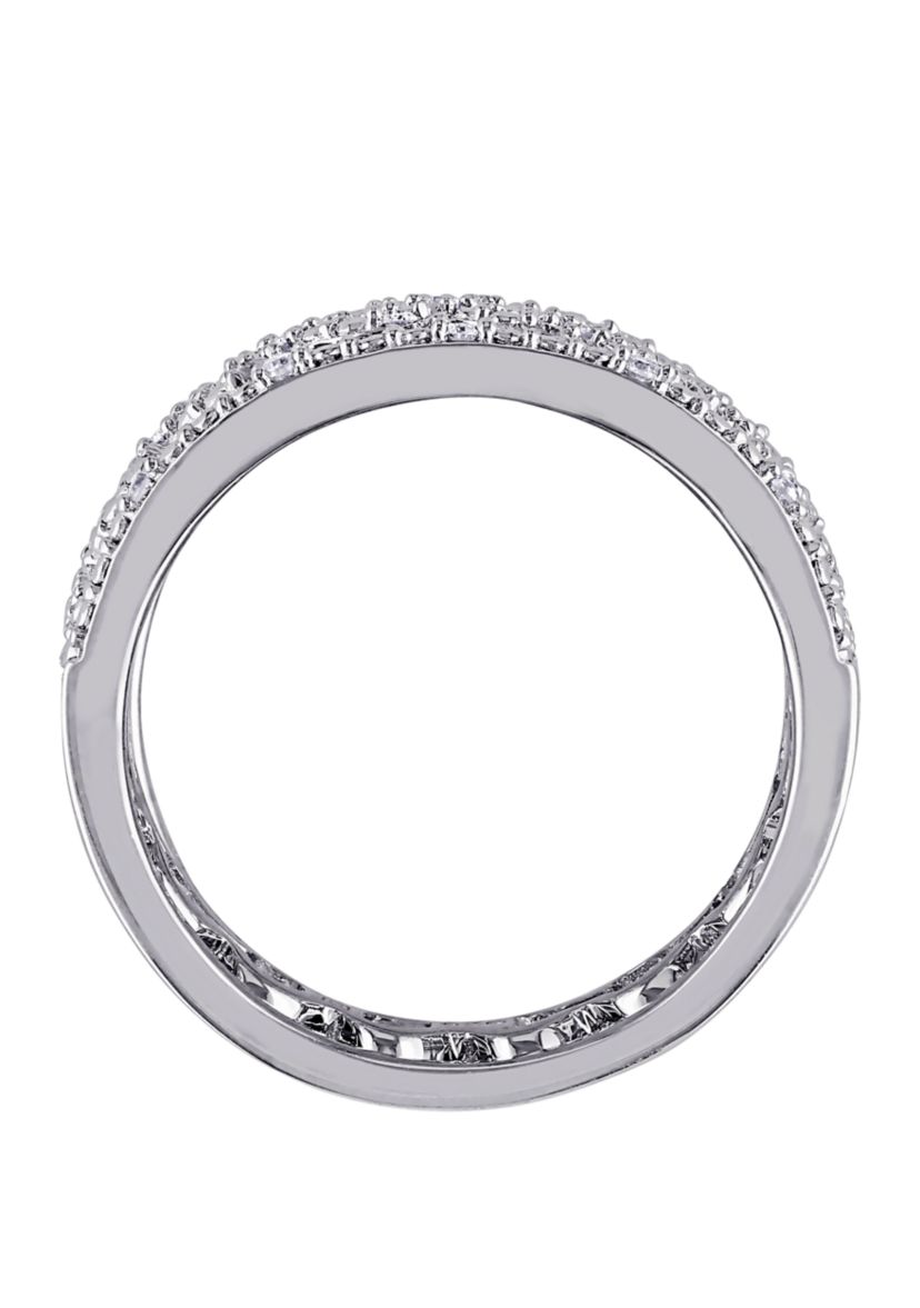 1/8 ct. t.w. Diamond Heart Link Bridal Ring Set in Sterling Silver 