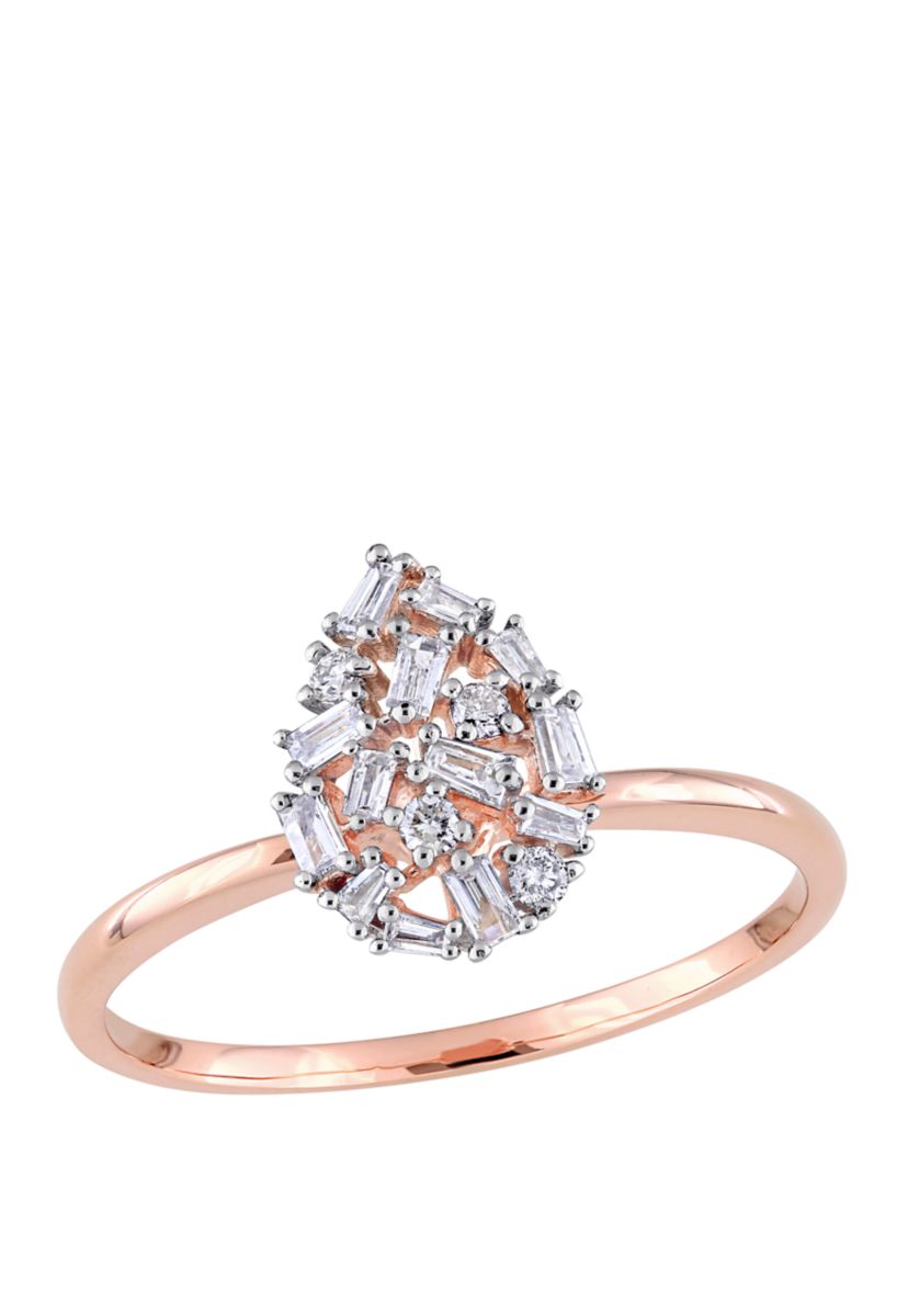 1/4 ct. t.w. Diamond Cluster Pear Shaped Ring in 14K Rose Gold