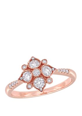 Belk & Co 1/2 Ct. T.w. Diamond Geometric Engagement Ring In 14K Rose Gold