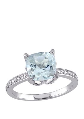 Belk & Co 2.14 Ct. T.w. Aquamarine And 1/10 Ct. T.w. Diamond Accent Ring In 10K White Gold