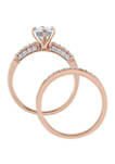3/4 ct. t.w Aquamarine and 1/3 ct. t.w Diamond Bridal Ring Set in 10K Rose Gold