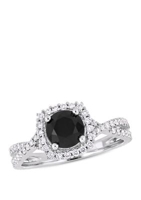 Belk & Co 1.5 Ct. T.w. Black And White Diamond Halo Infinity Engagement Ring In 14K White Gold
