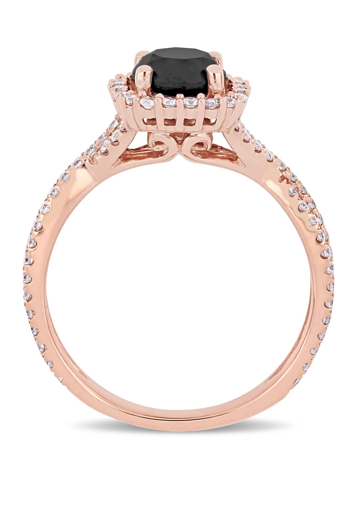 1.5 ct. t.w. Black and White Diamond Halo Infinity Engagement Ring in 14K Rose Gold