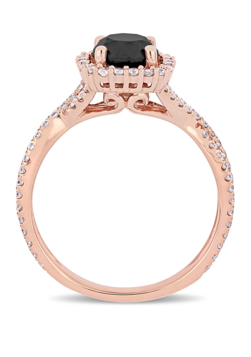 1.5 ct. t.w. Black and White Diamond Halo Infinity Engagement Ring in 14K Rose Gold