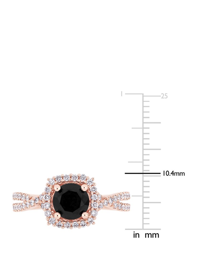 1.5 ct. t.w. Black and White Diamond Halo Infinity Engagement Ring in 14K Rose Gold