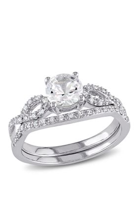 Belk & Co 1 Ct. T.w. Lab Created White Sapphire And 1/6 Ct. T.w. Diamond Infinity Bridal Set In 10K White Gold