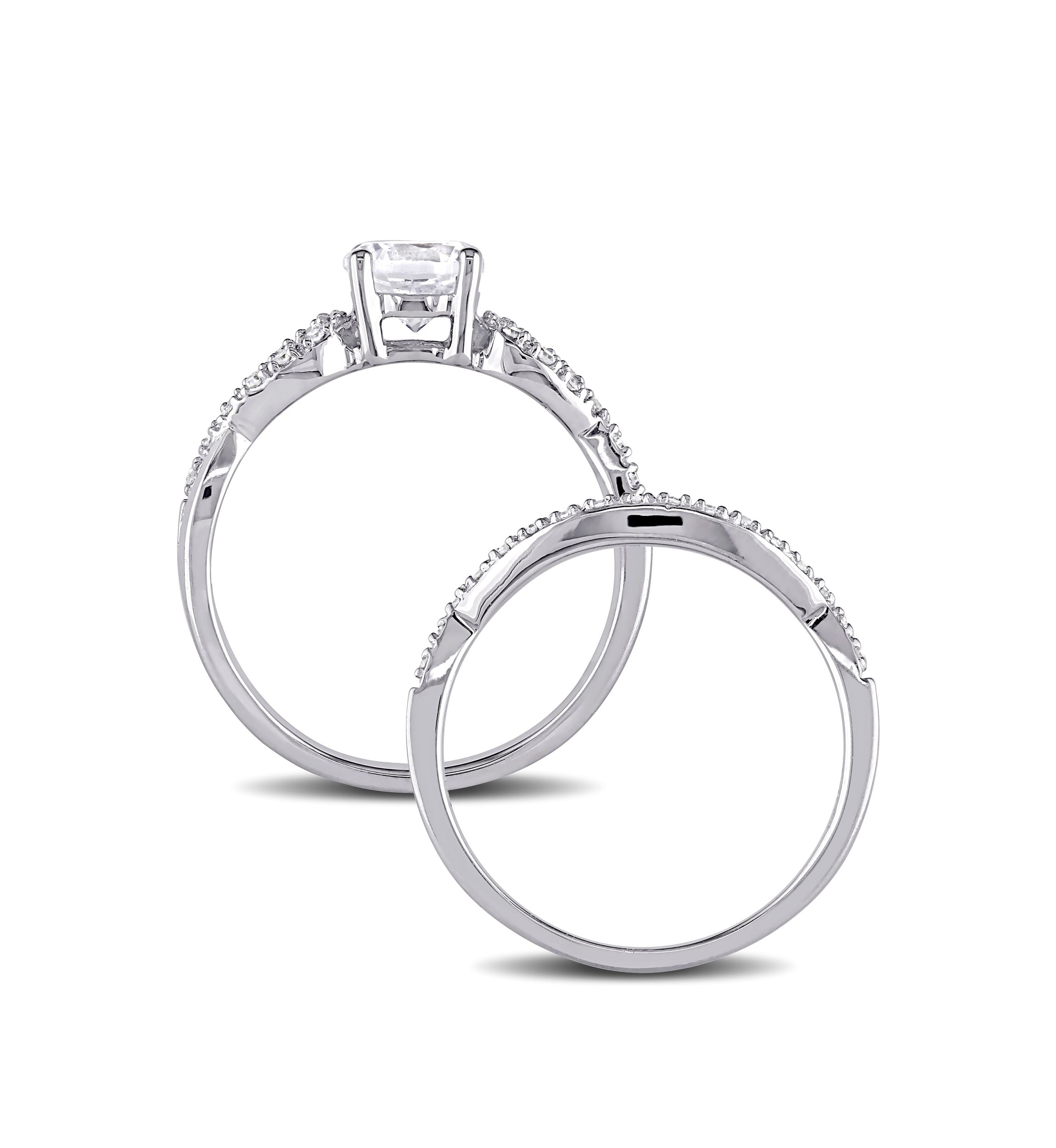 1 ct. t.w. Lab Created White Sapphire and 1/6 ct. t.w. Diamond Infinity Bridal Set in 10K White Gold